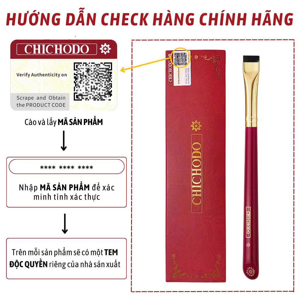 Cọ kẻ liner/vẽ bọng mắt/tém chân mày/viền môi CHICHODO Flat Definer C123